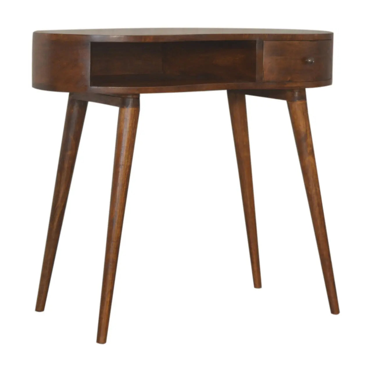 35" Chestnut Solid Wood Kidney Writing Desk Homeroots Office