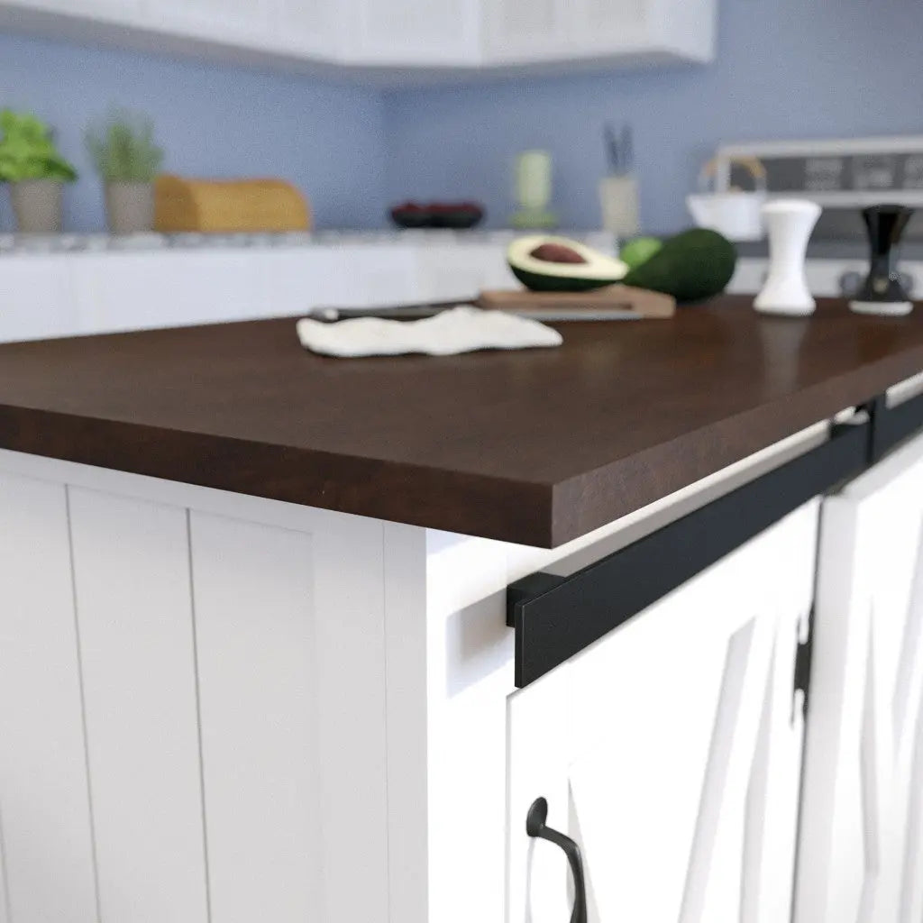 35" Dark Brown and White Wood Rolling Kitchen Cart Homeroots Kitchen & Dining