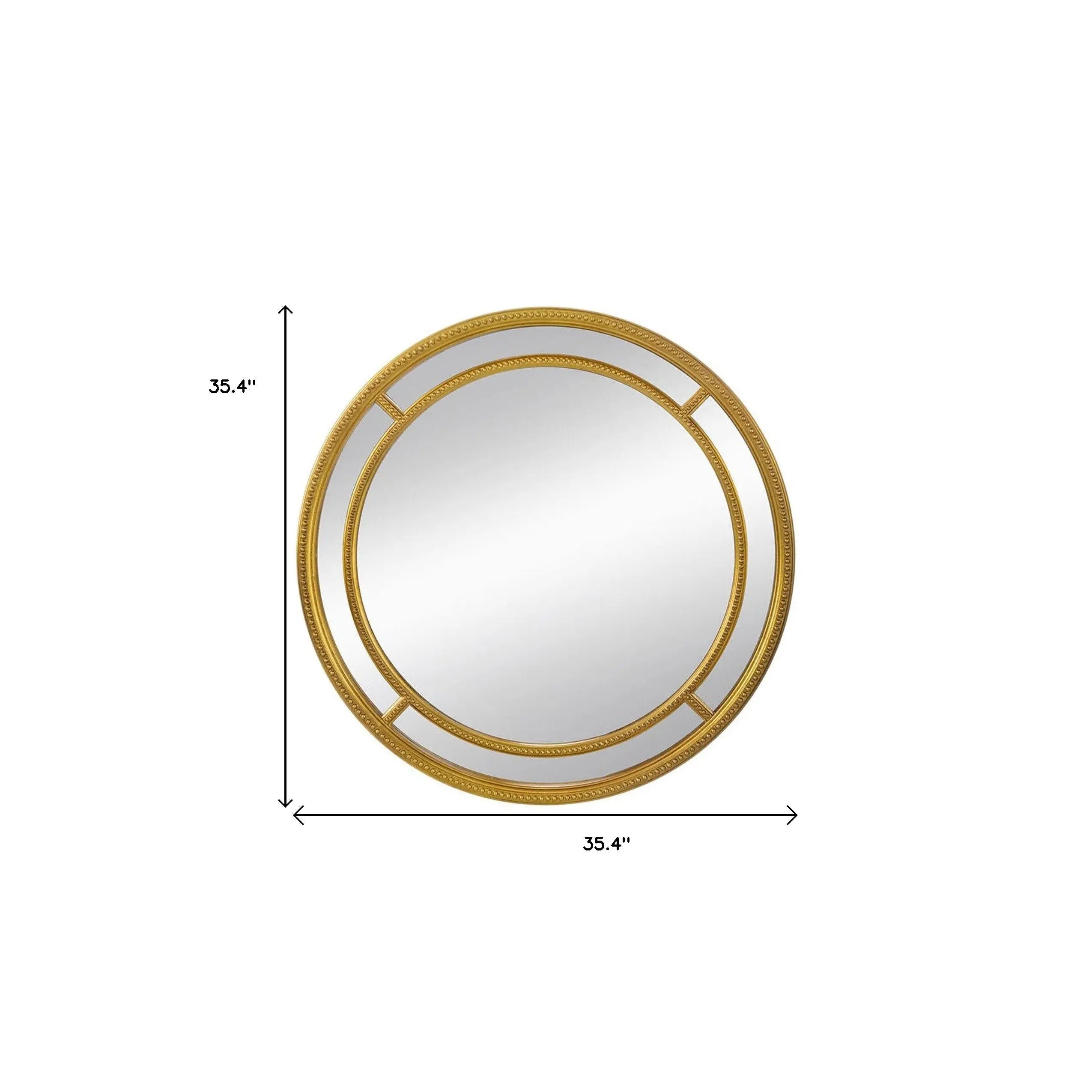 35" Gold Geo Dot Round Double Frame Accent Mirror Homeroots Bed & Bath