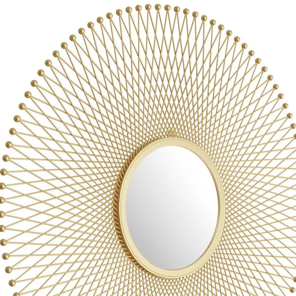 35" Gold Round Iron Framed Accent Mirror - GreatEagleInc