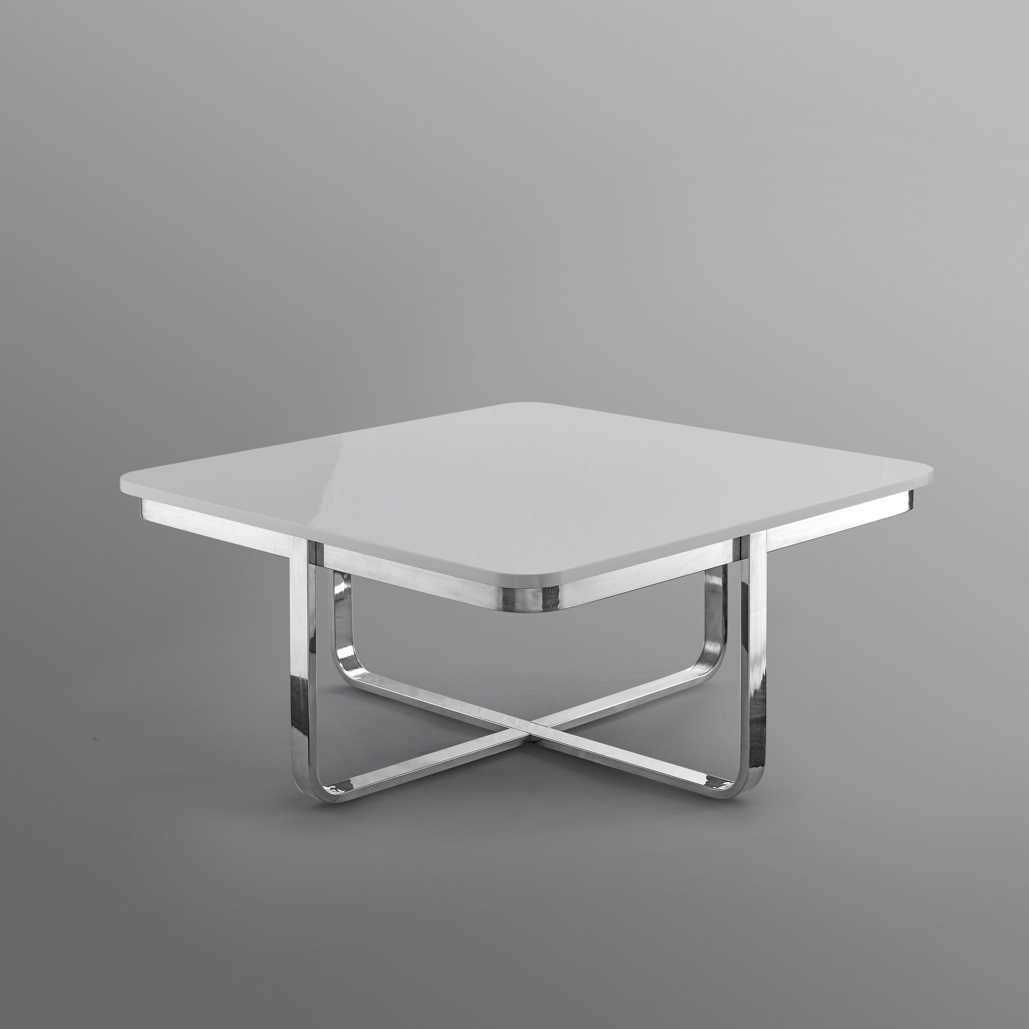 35" Light Gray And Silver Metallic Wood And Stainless Steel Square Coffee Table Homeroots Living Room