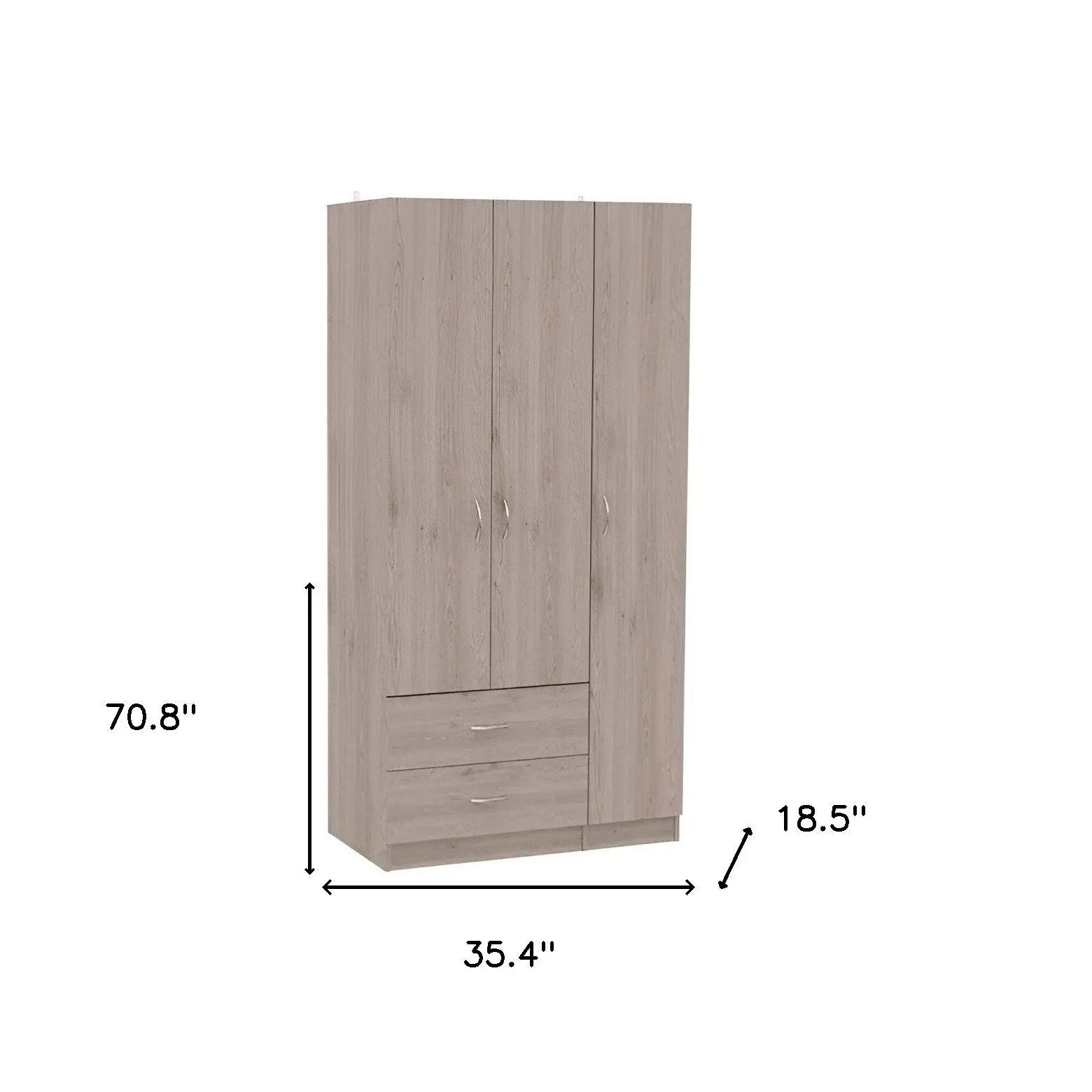 35" Light Gray Two Drawer Combo Dresser Homeroots Bed & Bath