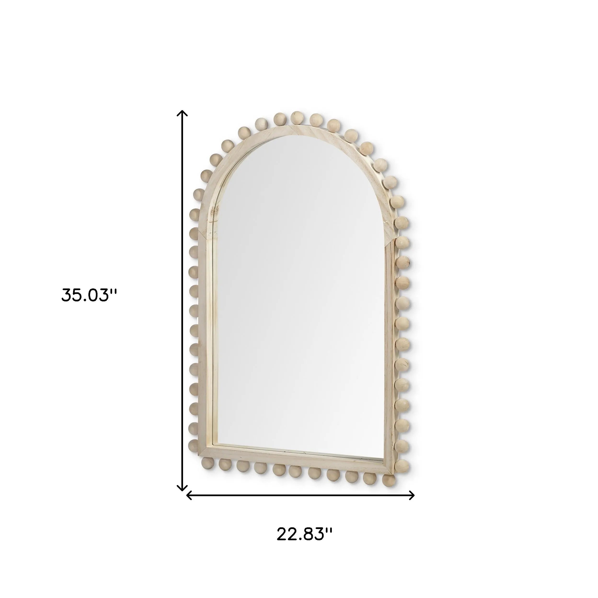 35" Natural Arch Wood Framed Accent Mirror Homeroots Bed & Bath