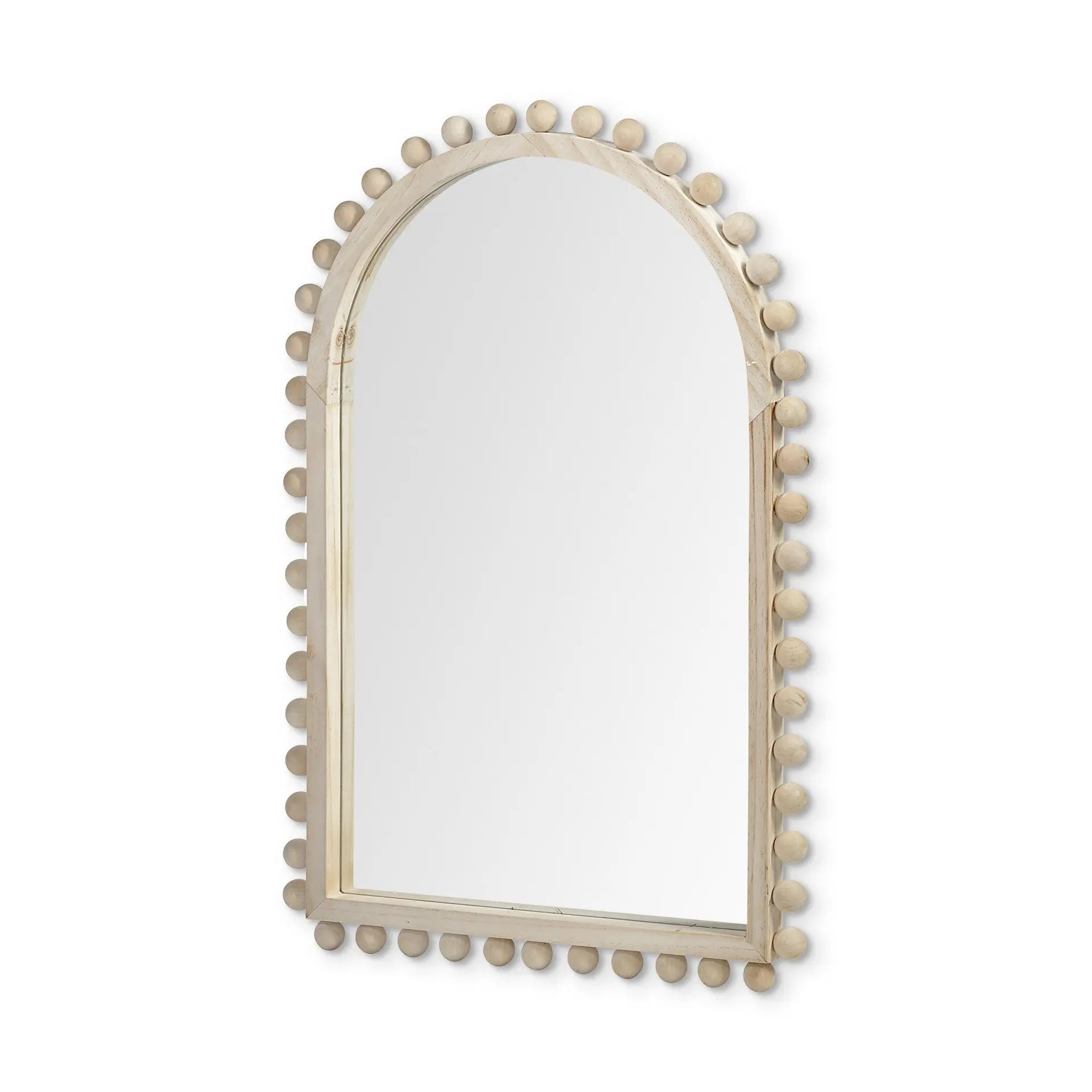 35" Natural Arch Wood Framed Accent Mirror Homeroots Bed & Bath