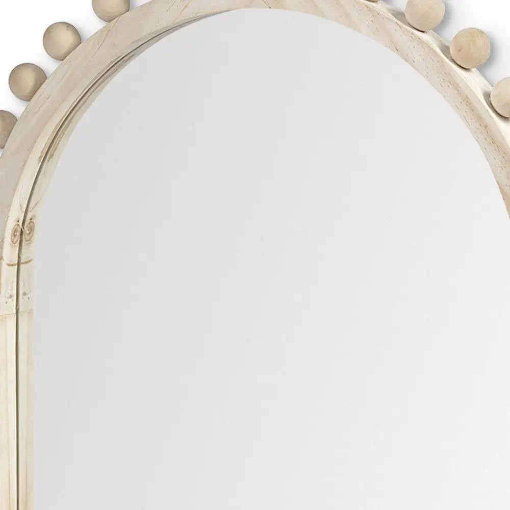 35" Natural Arch Wood Framed Accent Mirror Homeroots Bed & Bath