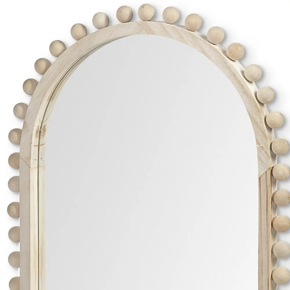 35" Natural Arch Wood Framed Accent Mirror Homeroots Bed & Bath