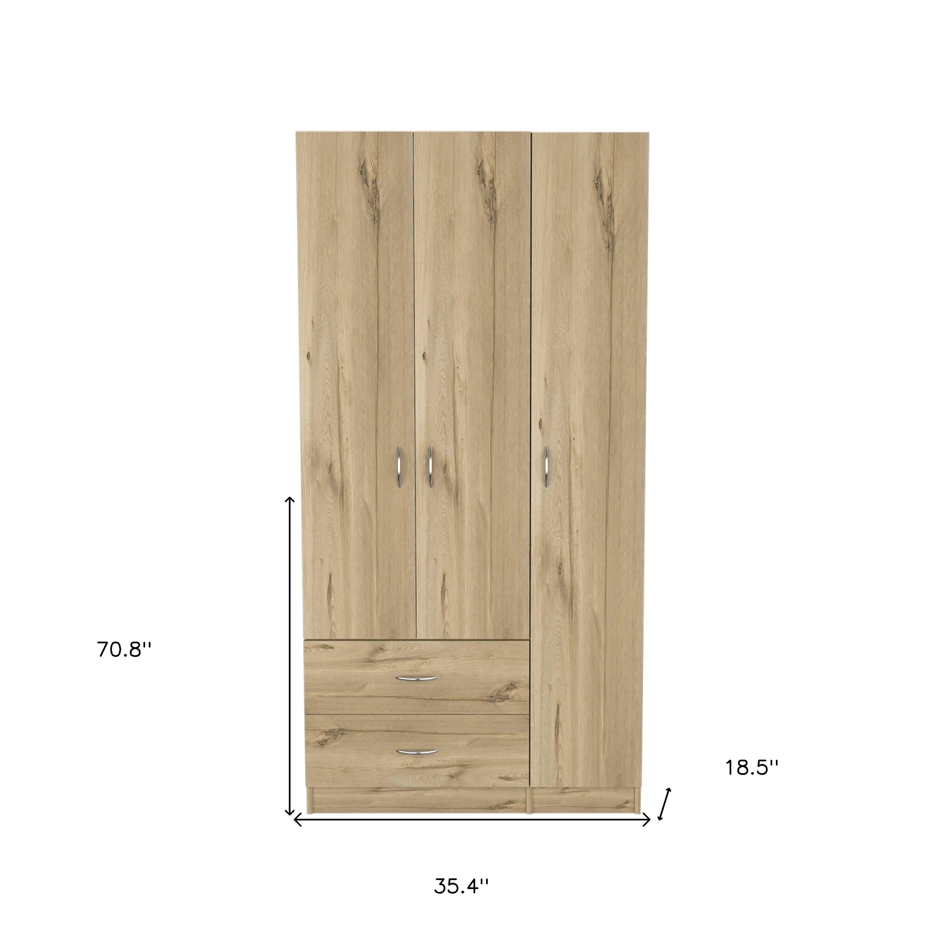 35" Oak Two Drawer Combo Dresser Homeroots Bed & Bath