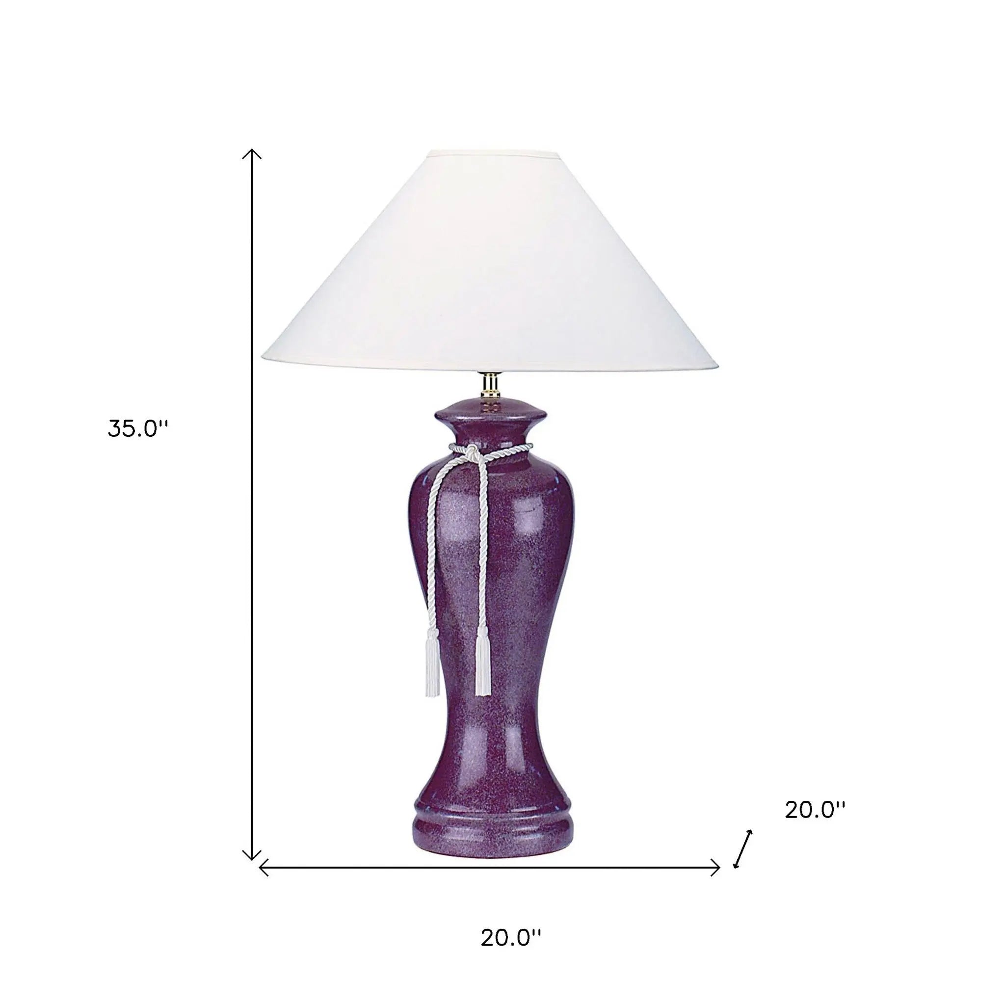 35" Red Burgundy Glaze Ceramic Urn Table Lamp With White Classic Empire Shade Homeroots Lighting
