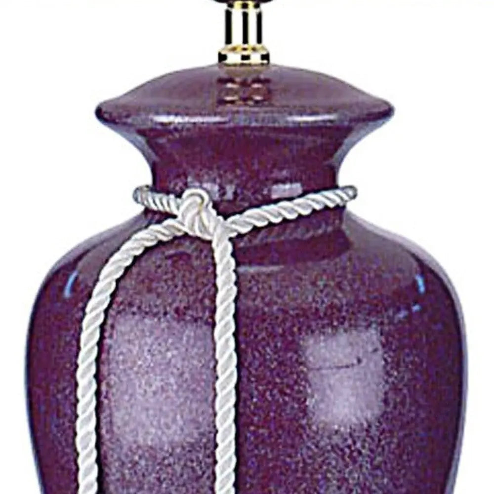 35" Red Burgundy Glaze Ceramic Urn Table Lamp With White Classic Empire Shade Homeroots Lighting