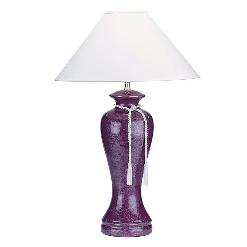 35" Red Burgundy Glaze Ceramic Urn Table Lamp With White Classic Empire Shade Homeroots Lighting