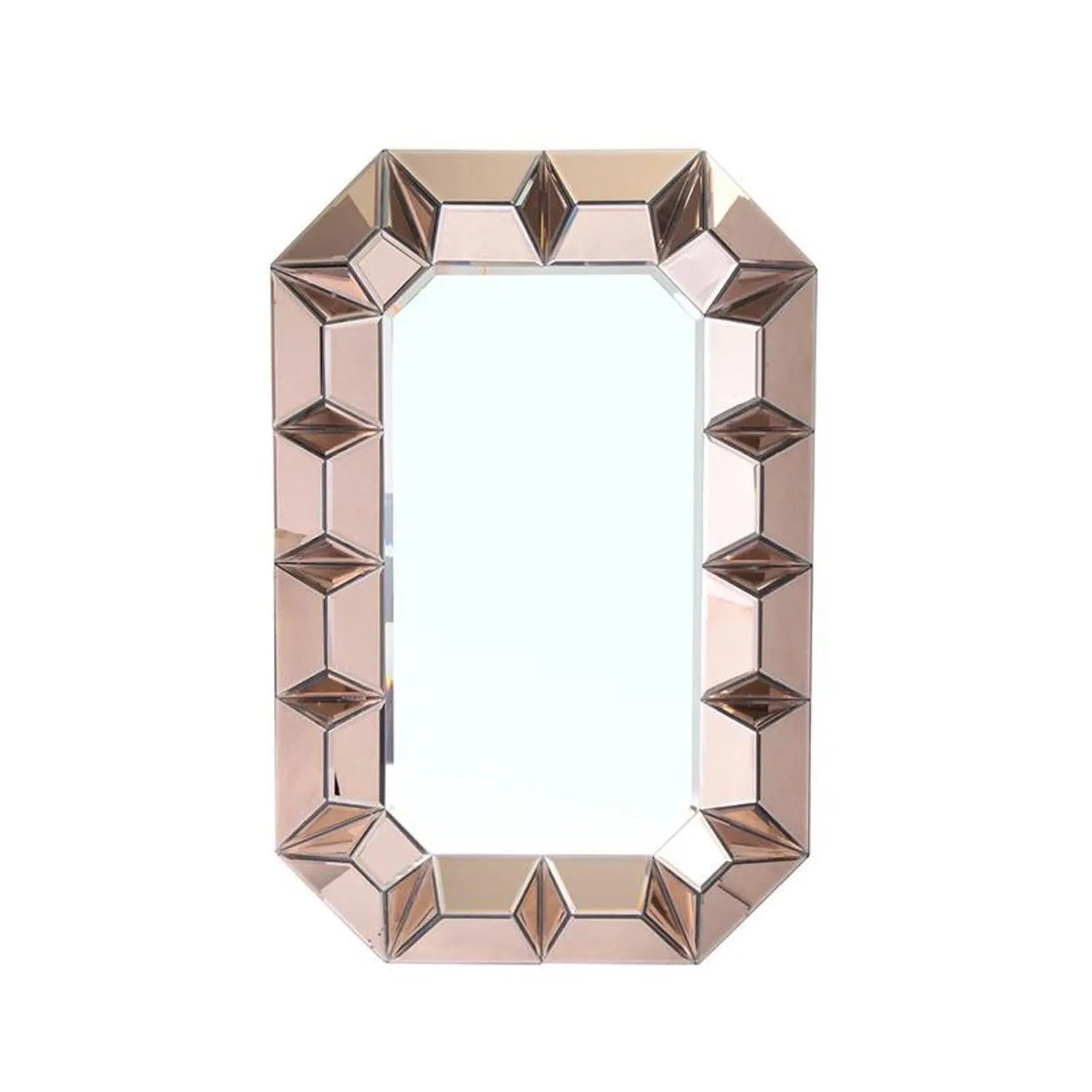 35" Rose Gold Glass Abstract Ornate Framed Accent Mirror - GreatEagleInc