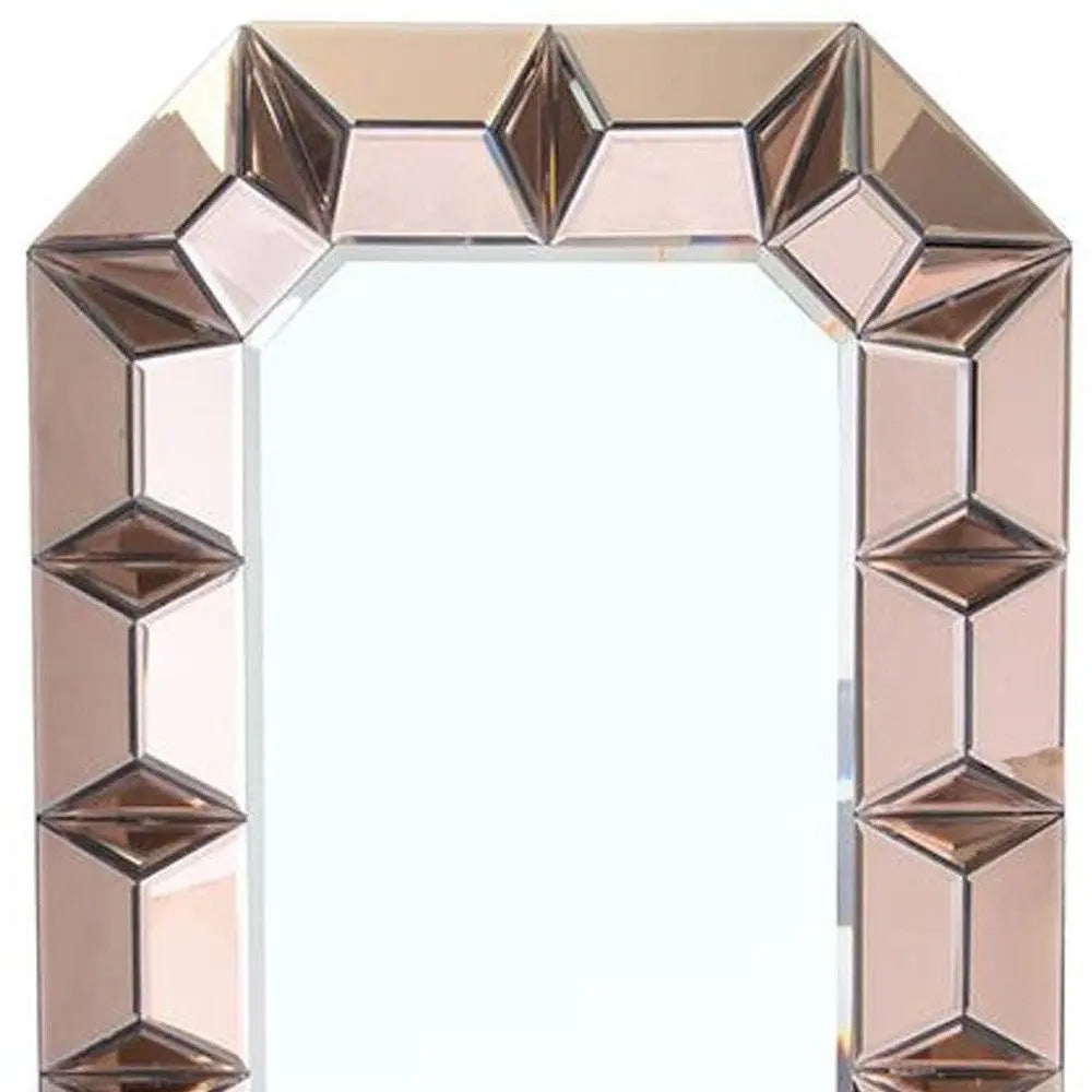 35" Rose Gold Glass Abstract Ornate Framed Accent Mirror - GreatEagleInc