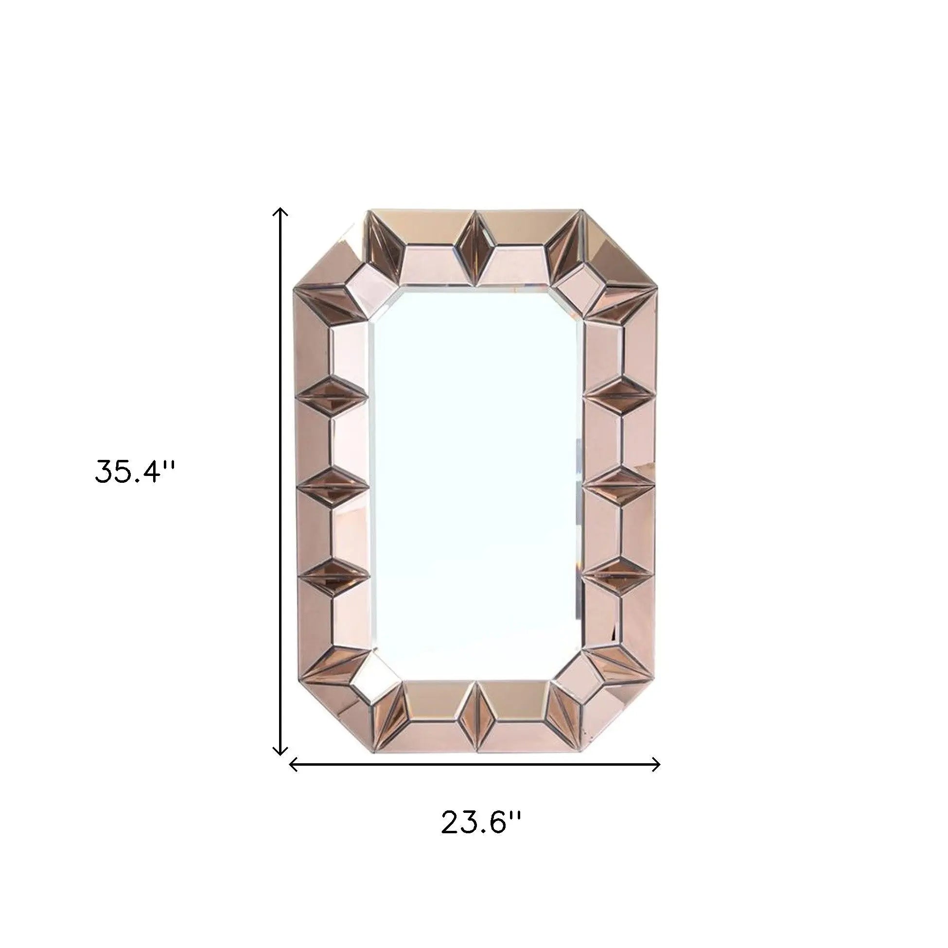 35" Rose Gold Glass Abstract Ornate Framed Accent Mirror - GreatEagleInc