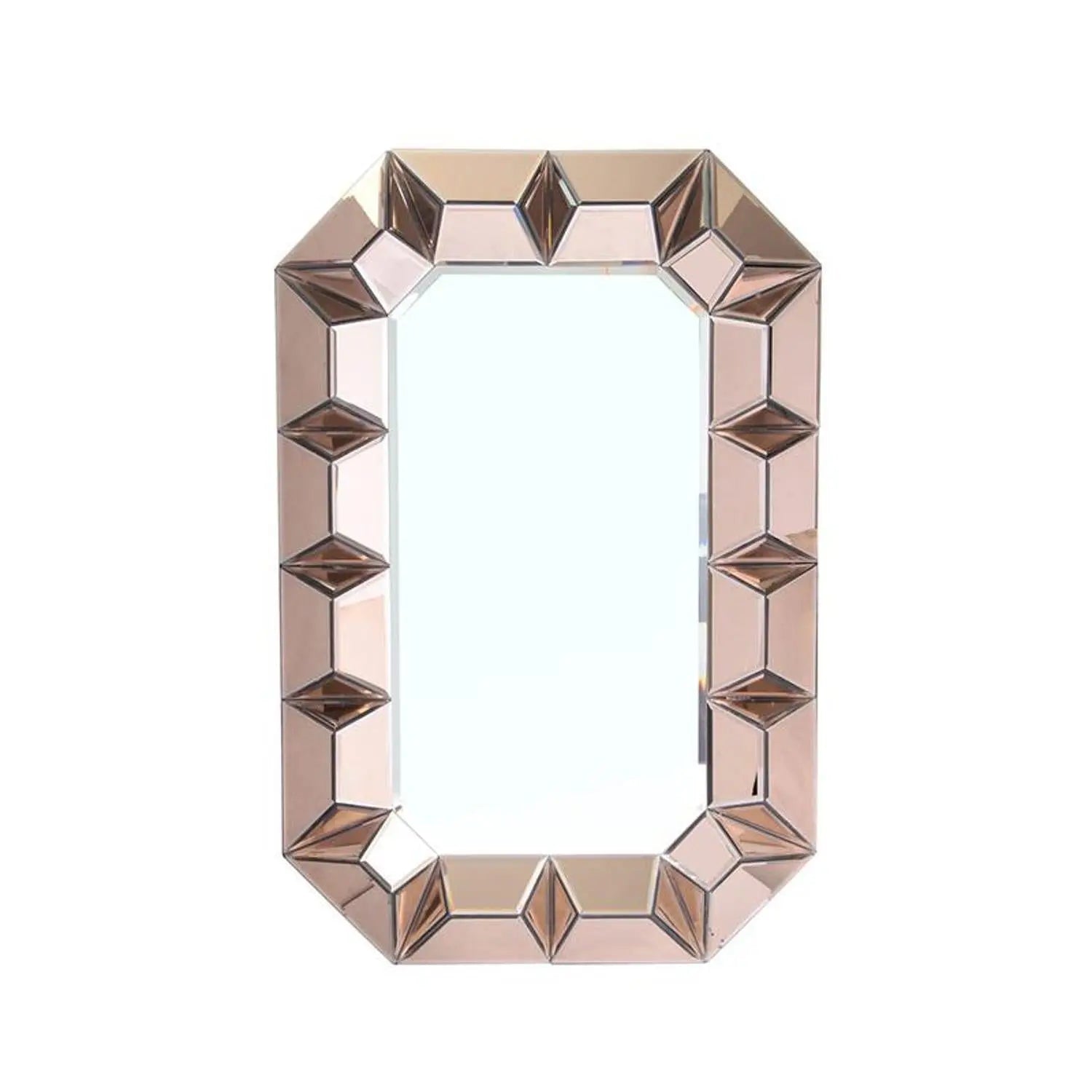 35" Rose Gold Glass Abstract Ornate Framed Accent Mirror - GreatEagleInc