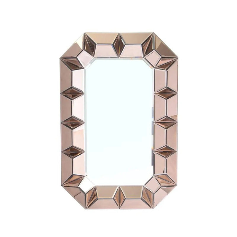 35" Rose Gold Glass Abstract Ornate Framed Accent Mirror - GreatEagleInc