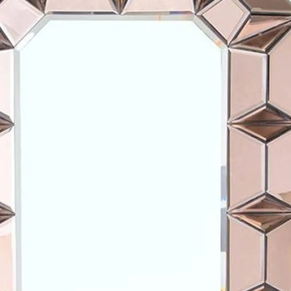35" Rose Gold Glass Abstract Ornate Framed Accent Mirror - GreatEagleInc