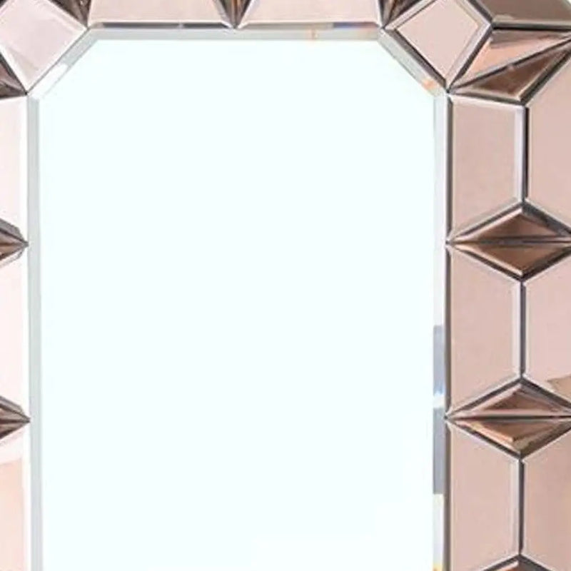 35" Rose Gold Glass Abstract Ornate Framed Accent Mirror - GreatEagleInc