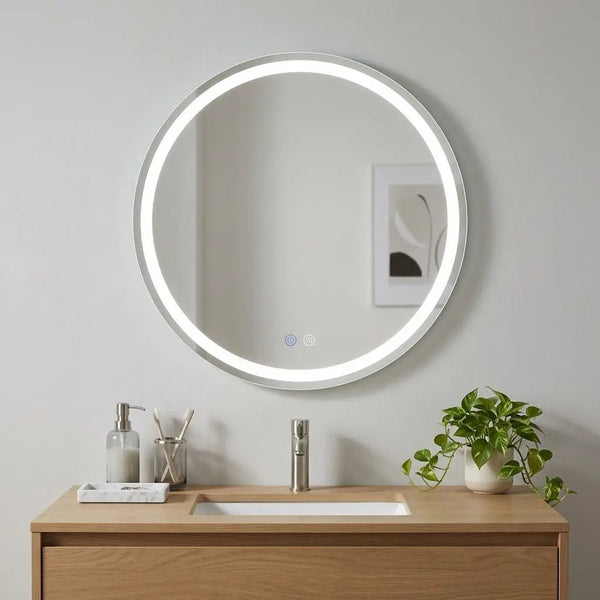 35" Round Lighted Frameless Anti Fog Bathroom Vanity Mirror Homeroots Bed & Bath