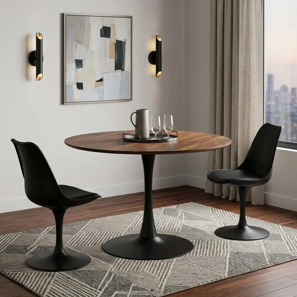 35" Steel Pedestal Base Dining Table Homeroots Kitchen & Dining