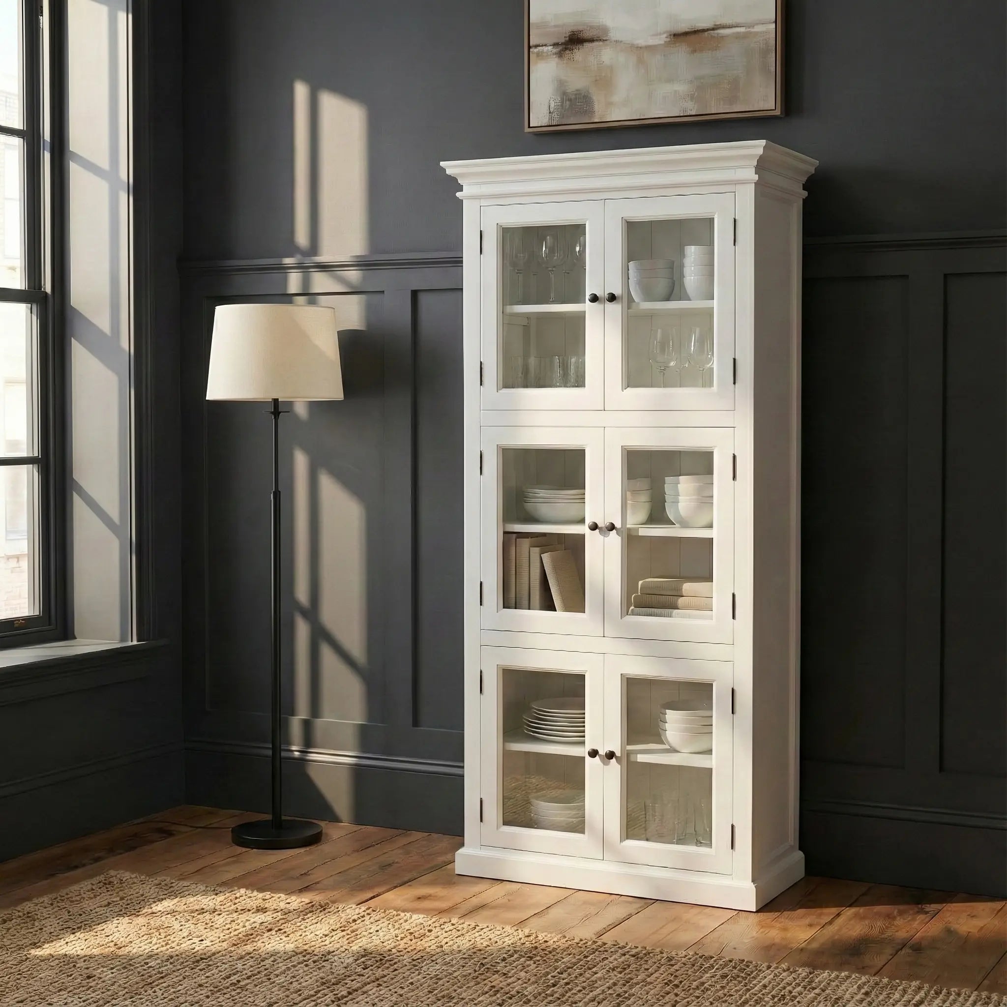 35" White Solid Wood Frame Standard Accent Cabinet With Six Shelves Homeroots Kitchen & Dining