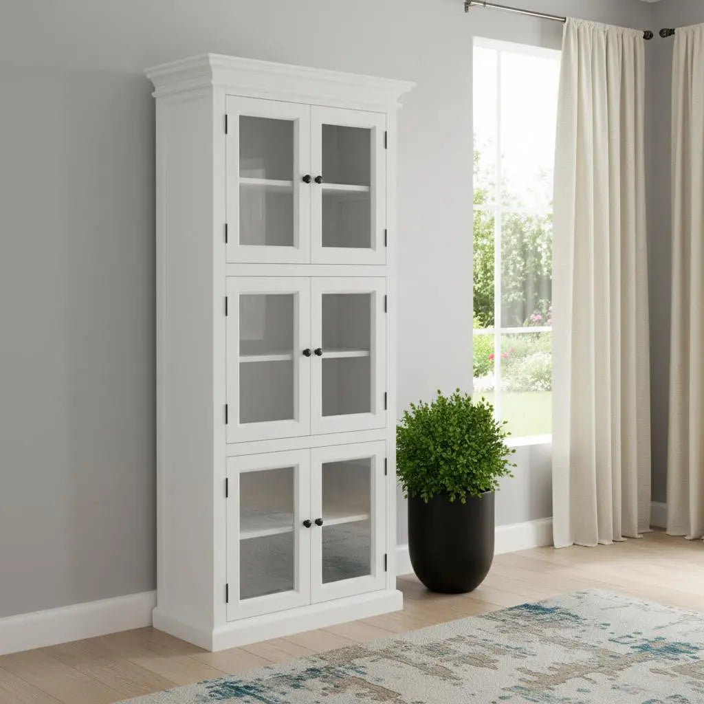 35" White Solid Wood Frame Standard Accent Cabinet With Six Shelves Homeroots Kitchen & Dining