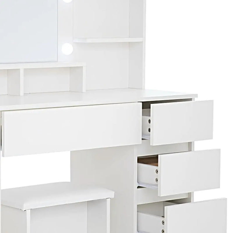 35" White Wood Five Drawer Vanity Table - GreatEagleInc