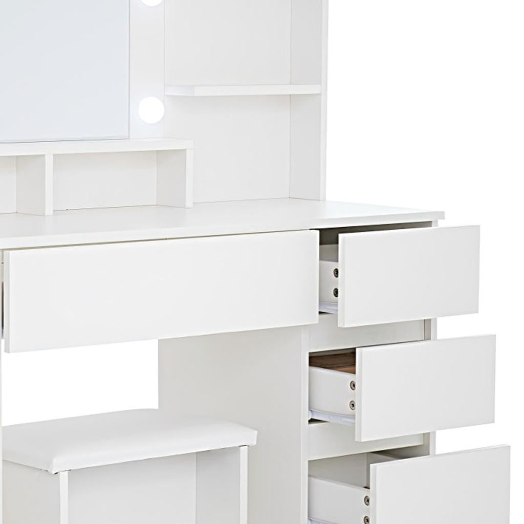 35" White Wood Five Drawer Vanity Table - GreatEagleInc