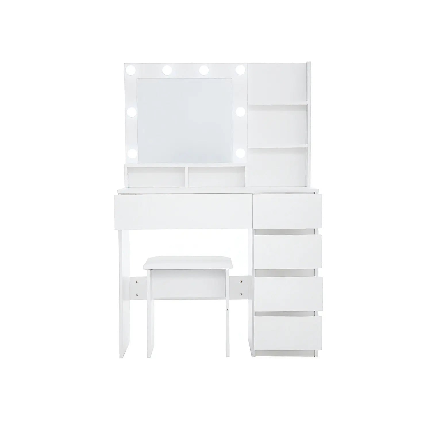35" White Wood Five Drawer Vanity Table - GreatEagleInc