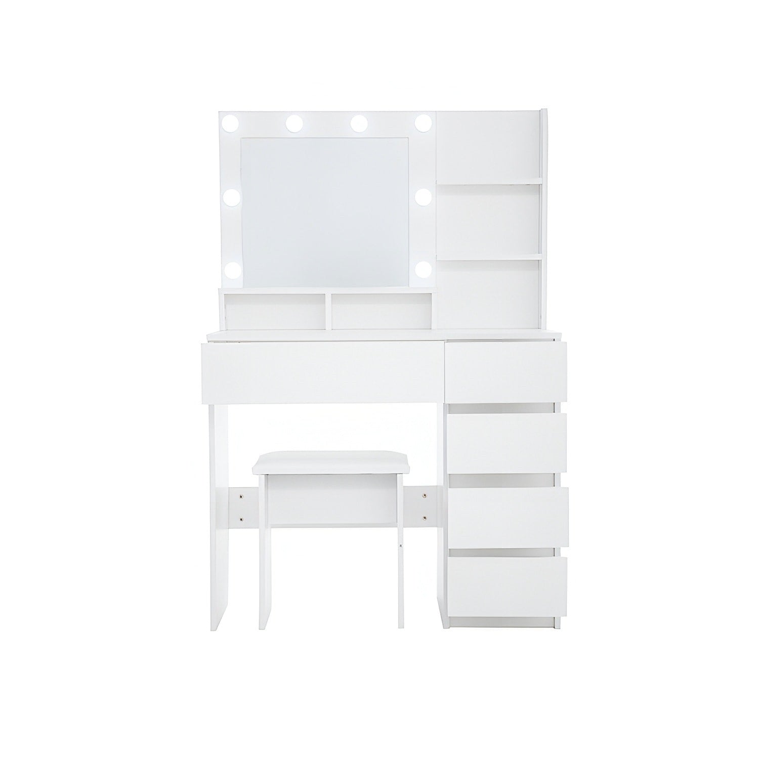 35" White Wood Five Drawer Vanity Table - GreatEagleInc