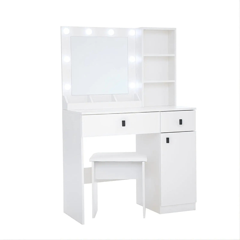 35" White Wood Lighted Two Drawer Dresser - GreatEagleInc