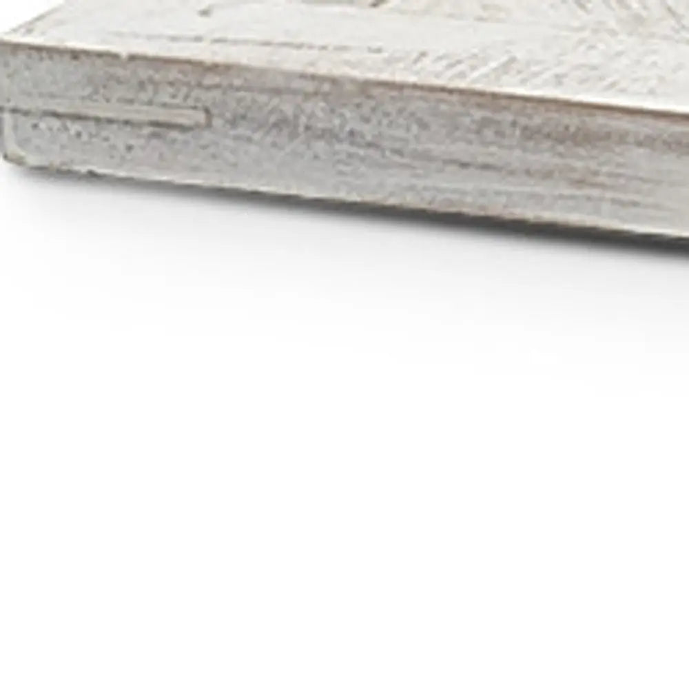 35" White and Natural Wood Indoor Outdoor Tray With Handles Homeroots Kitchen & Dining