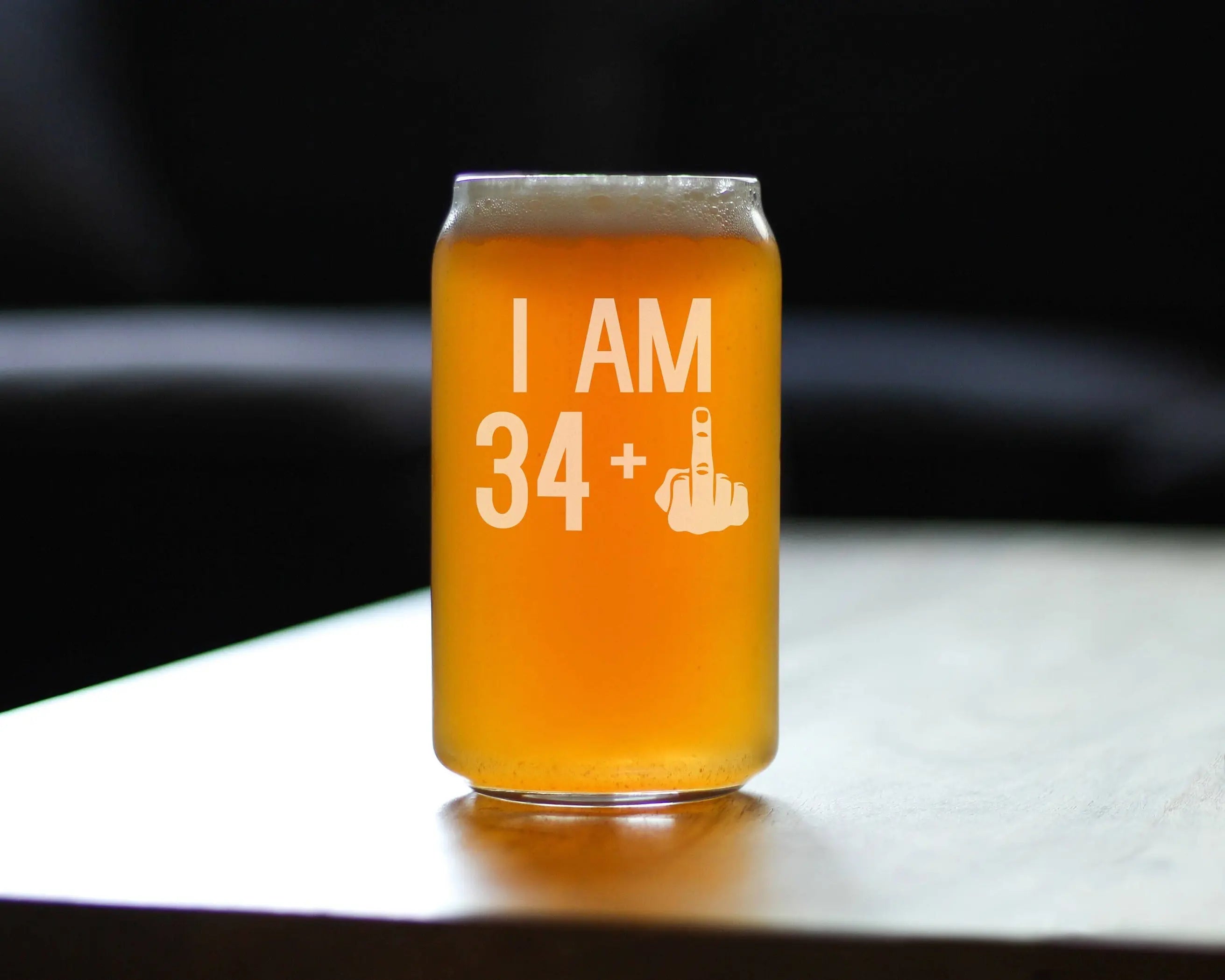 35th Birthday Gifts - 34 Middle Finger Beer Can Pint Glass Bevvee