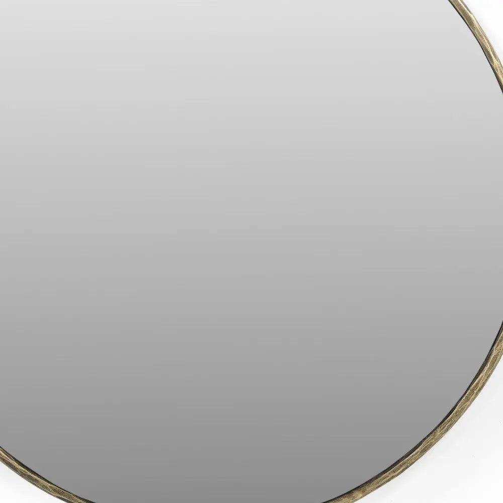 36" Antiqued Brass Iron Round Framed Accent Mirror Homeroots Bed & Bath
