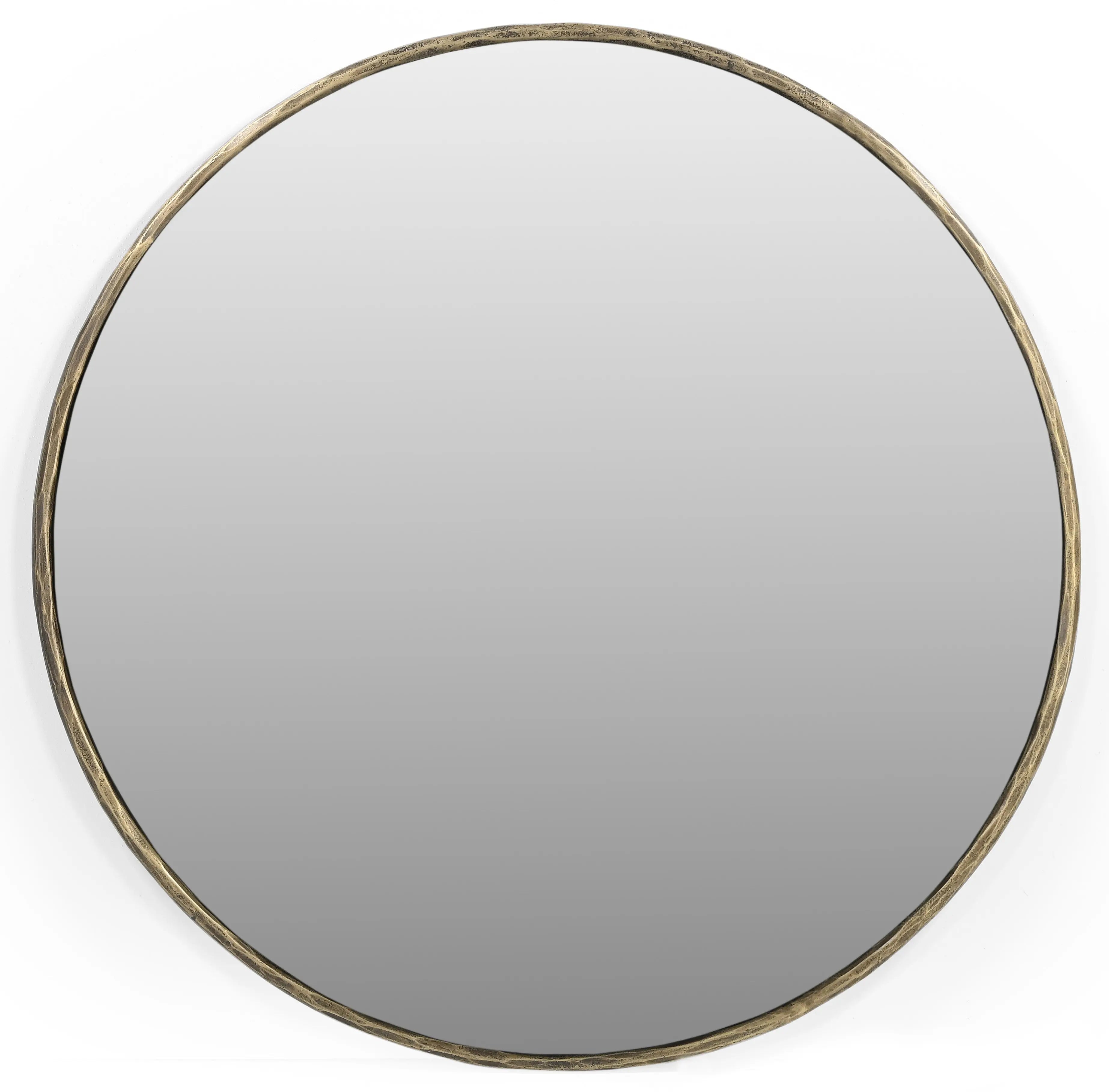 36" Antiqued Brass Iron Round Framed Accent Mirror Homeroots Bed & Bath
