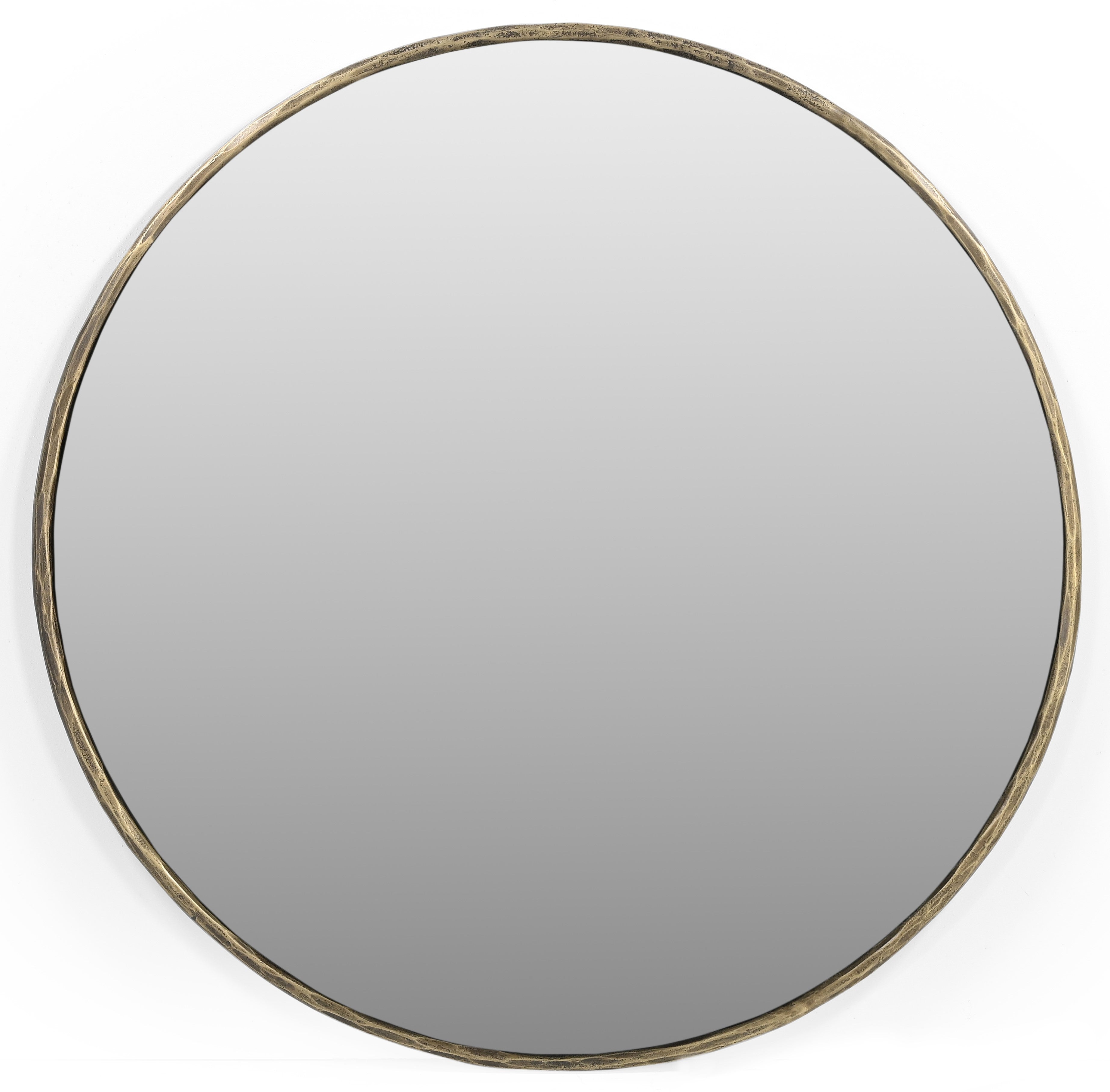 36" Antiqued Brass Iron Round Framed Accent Mirror Homeroots Bed & Bath
