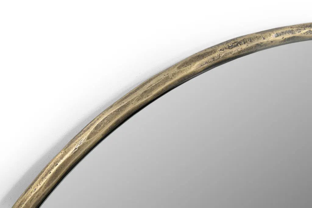 36" Antiqued Brass Iron Round Framed Accent Mirror Homeroots Bed & Bath