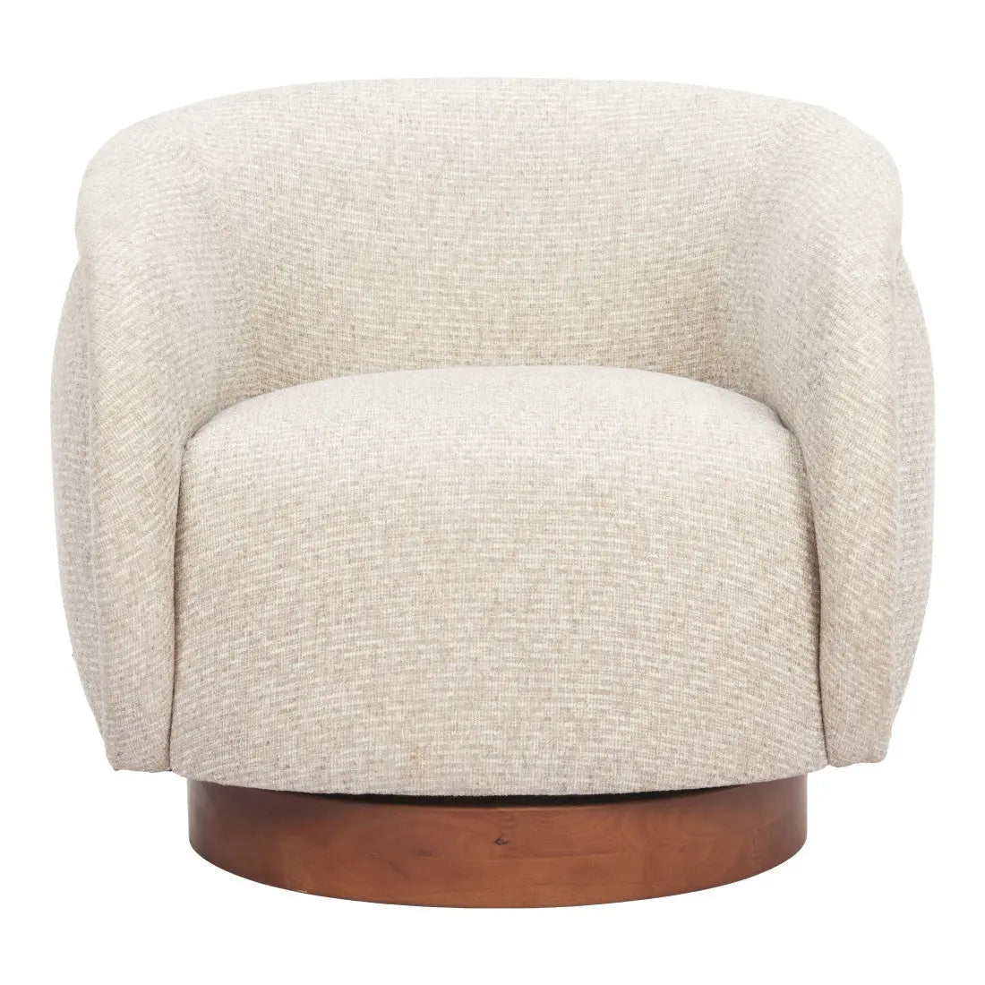36" Beige Upholstered Swivel Arm Chair Homeroots Living Room