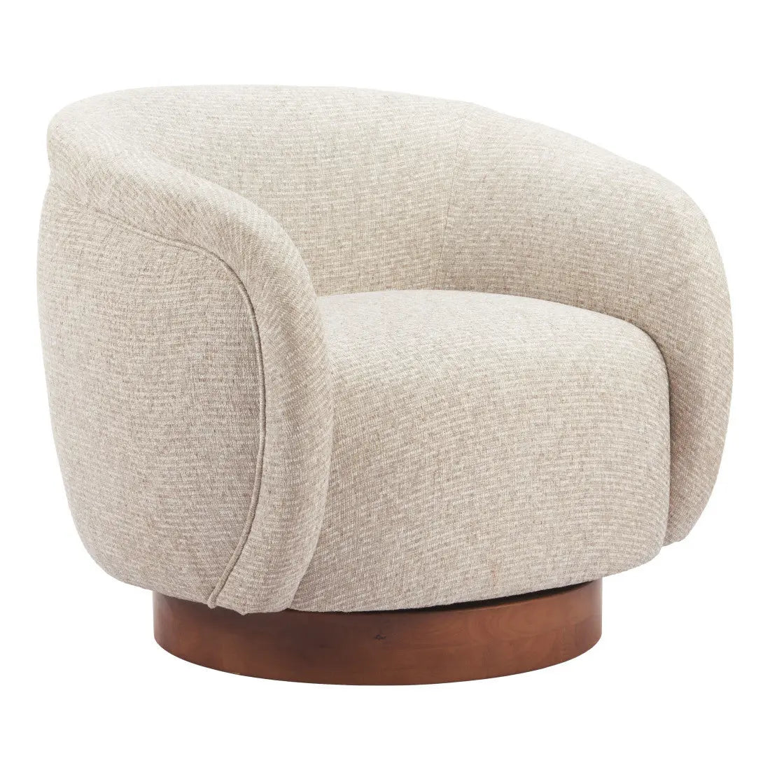 36" Beige Upholstered Swivel Arm Chair Homeroots Living Room