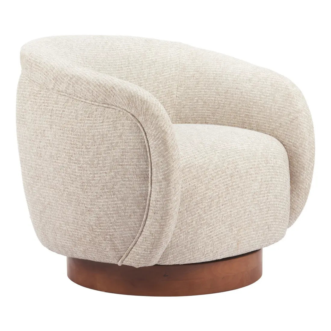 36" Beige Upholstered Swivel Arm Chair Homeroots Living Room