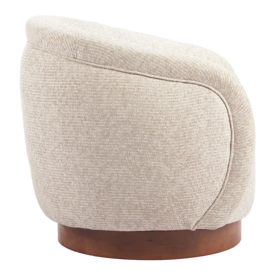 36" Beige Upholstered Swivel Arm Chair Homeroots Living Room