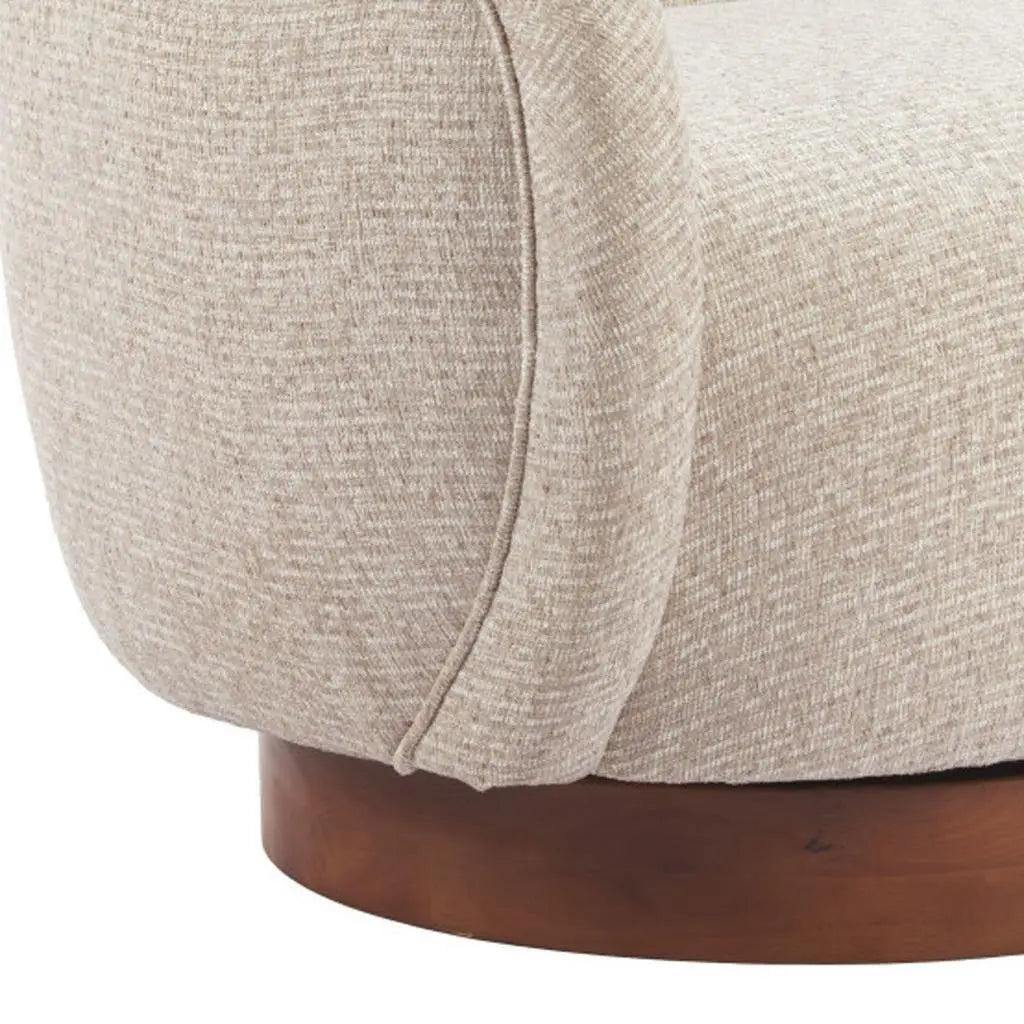 36" Beige Upholstered Swivel Arm Chair Homeroots Living Room
