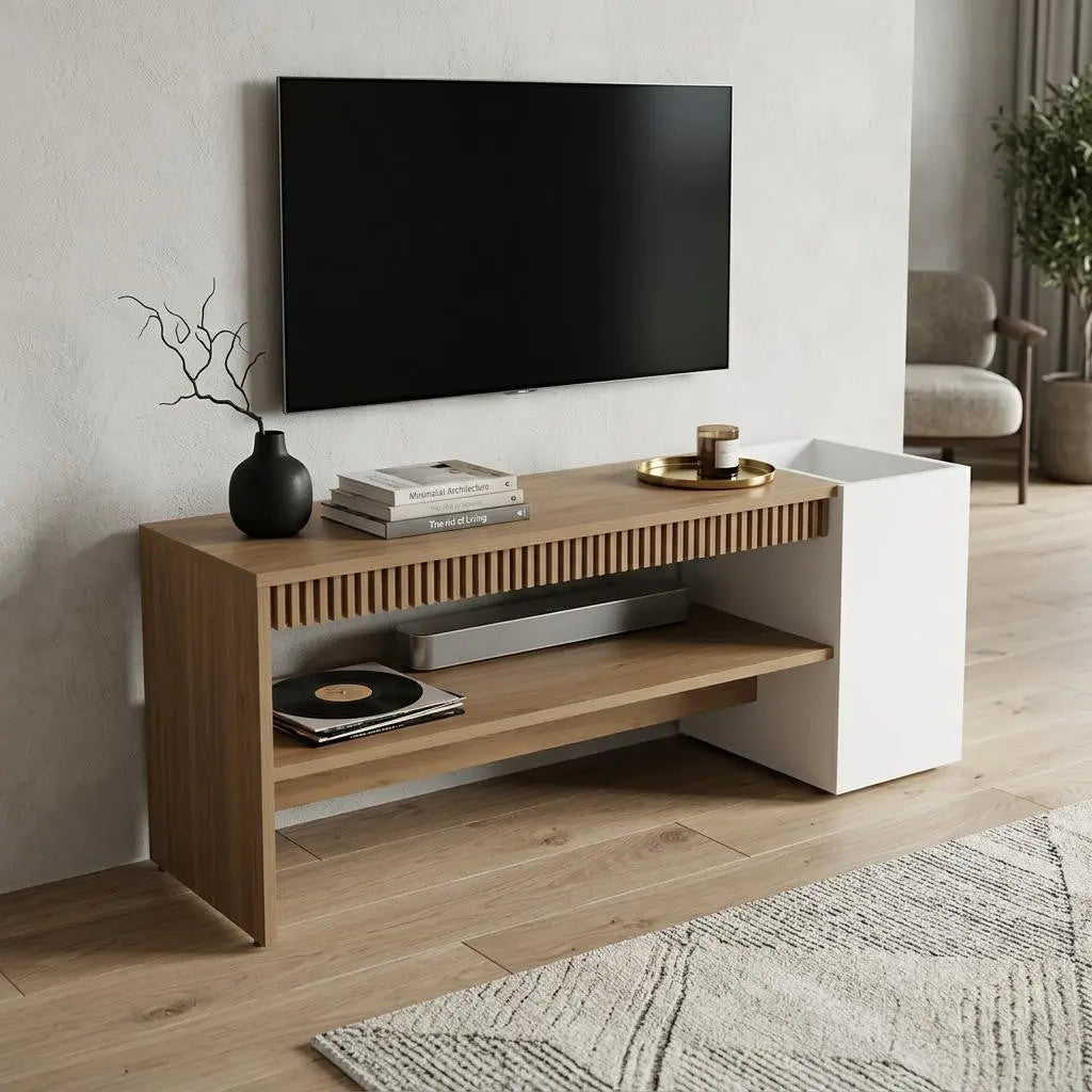 36" Beige Wood Fireplace Entertainment Center Homeroots Living Room