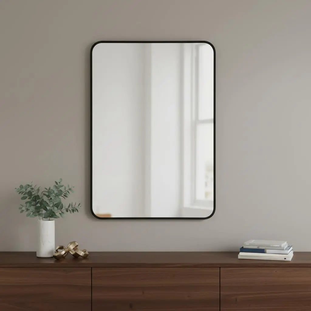 36" Black Aluminum Framed Accent Mirror Homeroots Bed & Bath