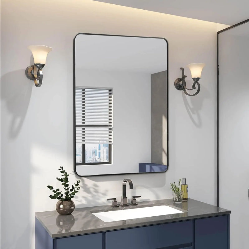 36" Black Aluminum Framed Accent Mirror Homeroots Bed & Bath