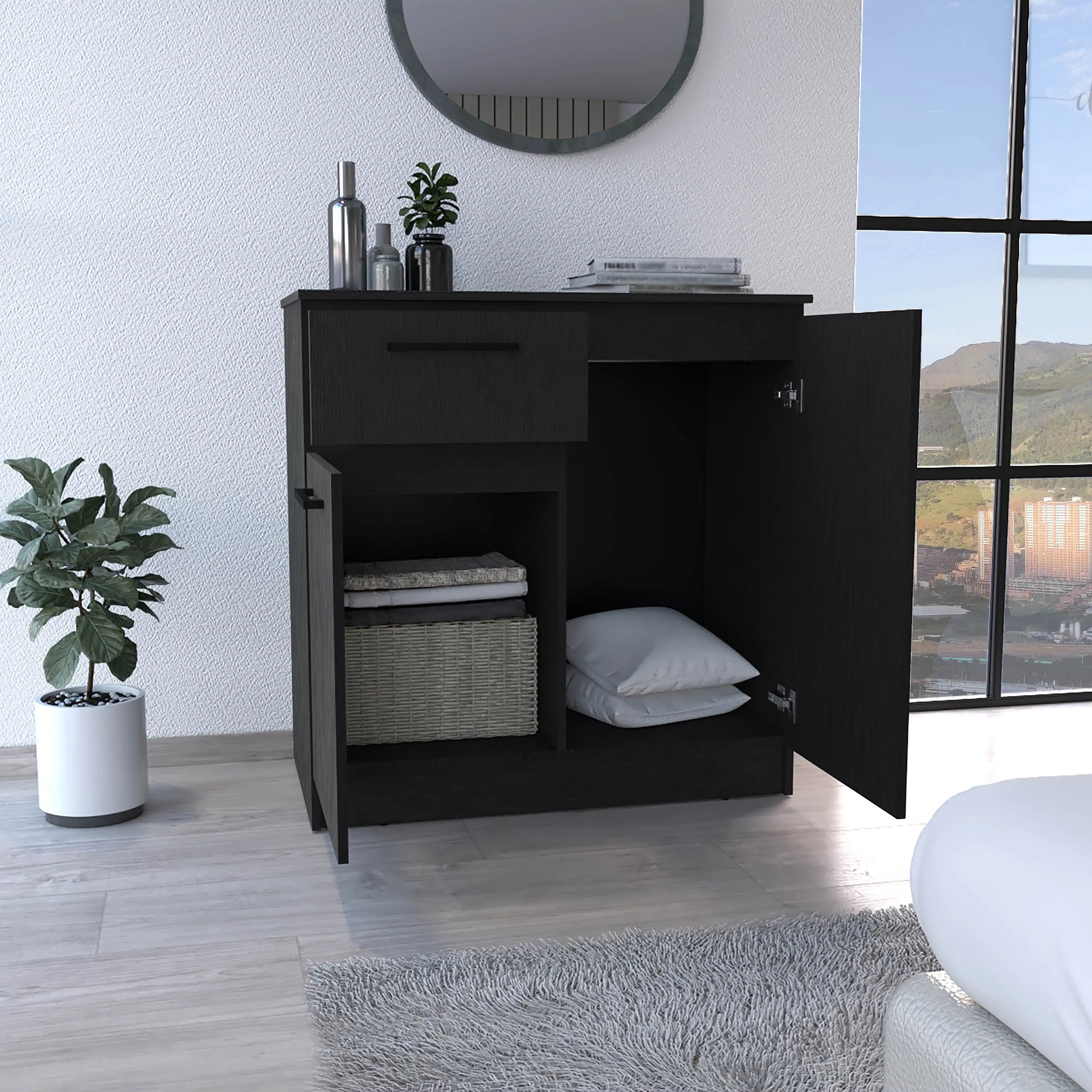 36" Black Drawer Combo Dresser Homeroots Bed & Bath