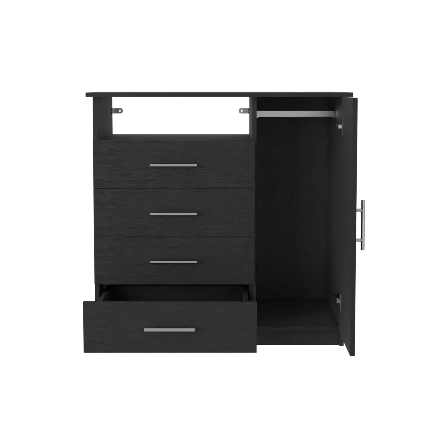 36" Black Four Drawer Combo Dresser Homeroots Bed & Bath