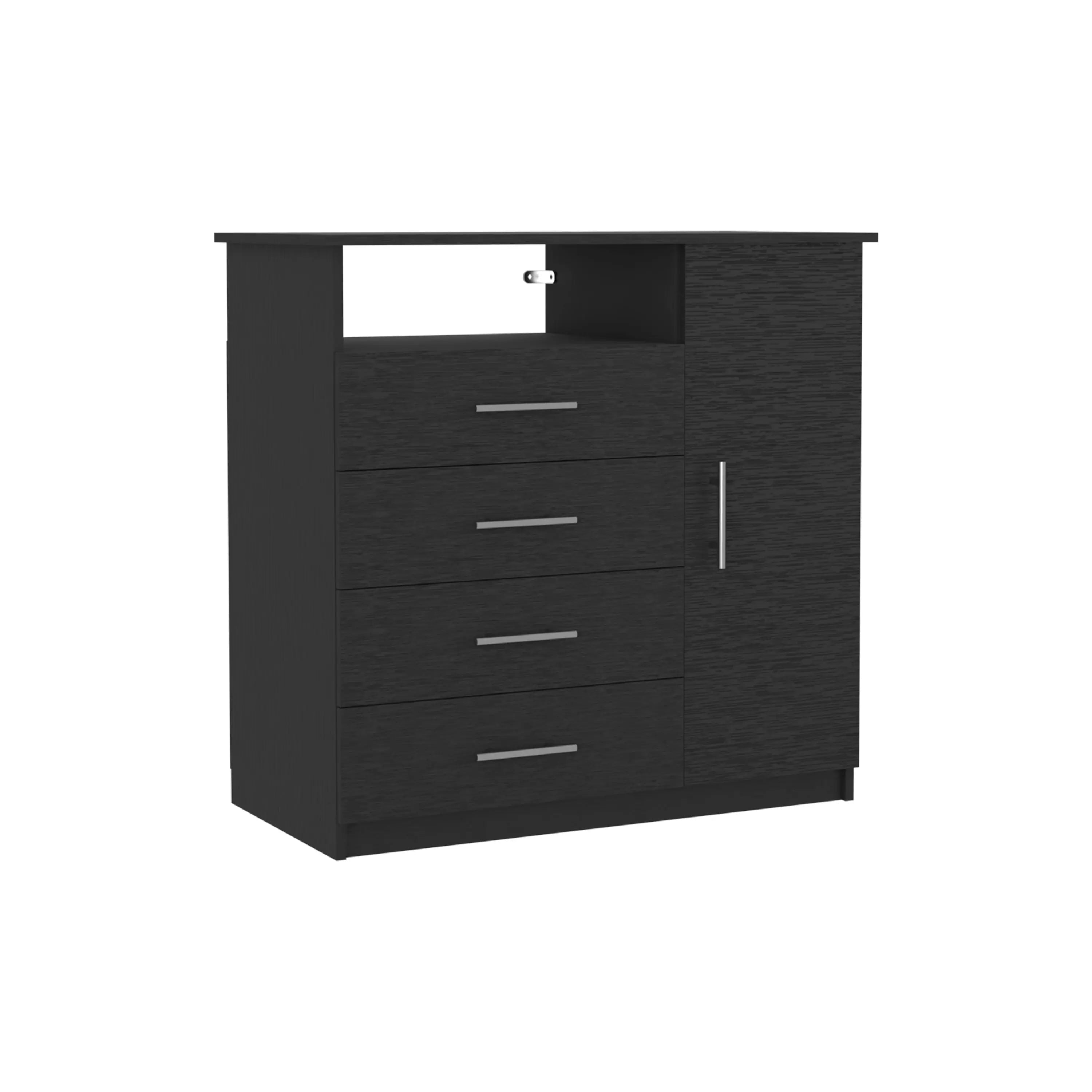 36" Black Four Drawer Combo Dresser Homeroots Bed & Bath