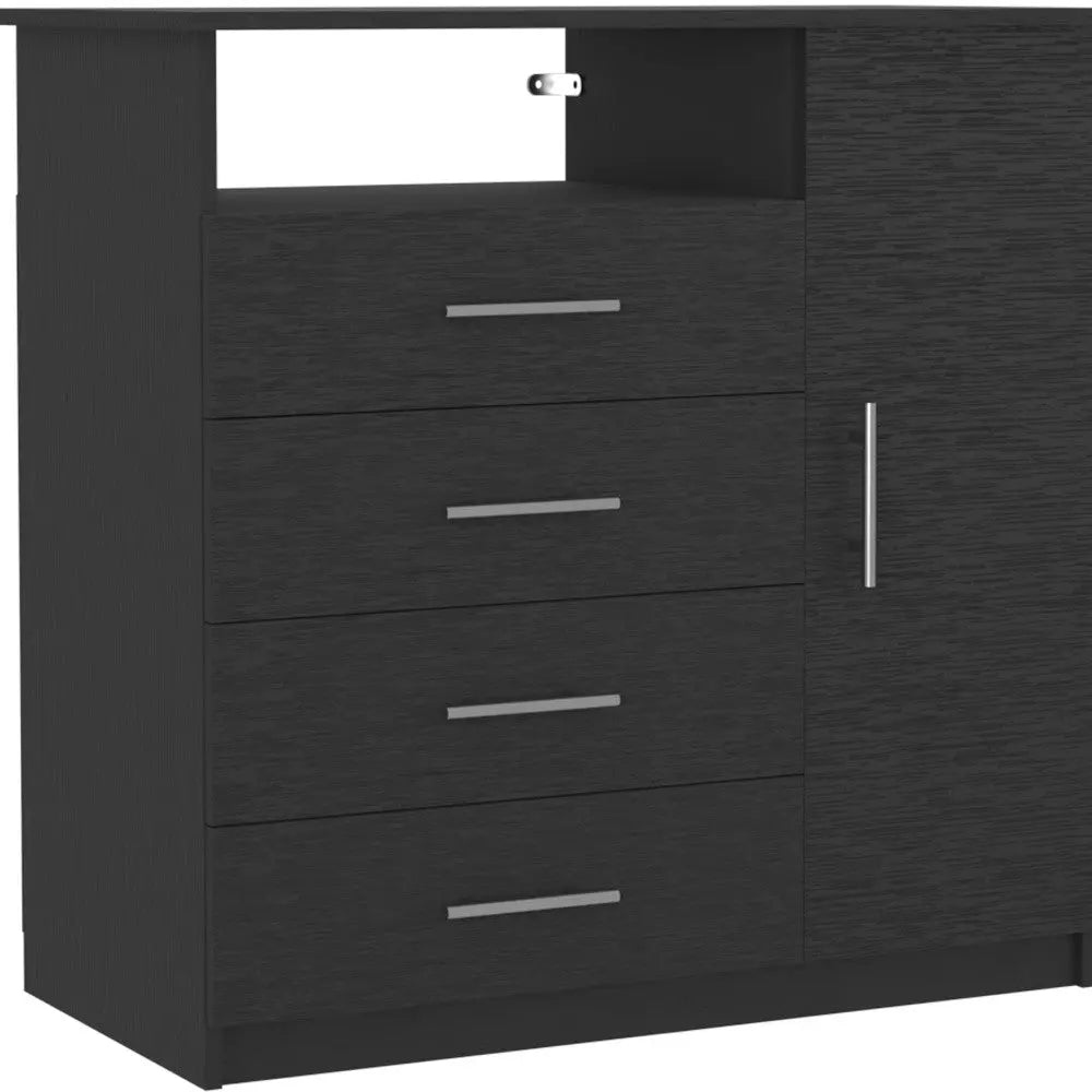 36" Black Four Drawer Combo Dresser Homeroots Bed & Bath