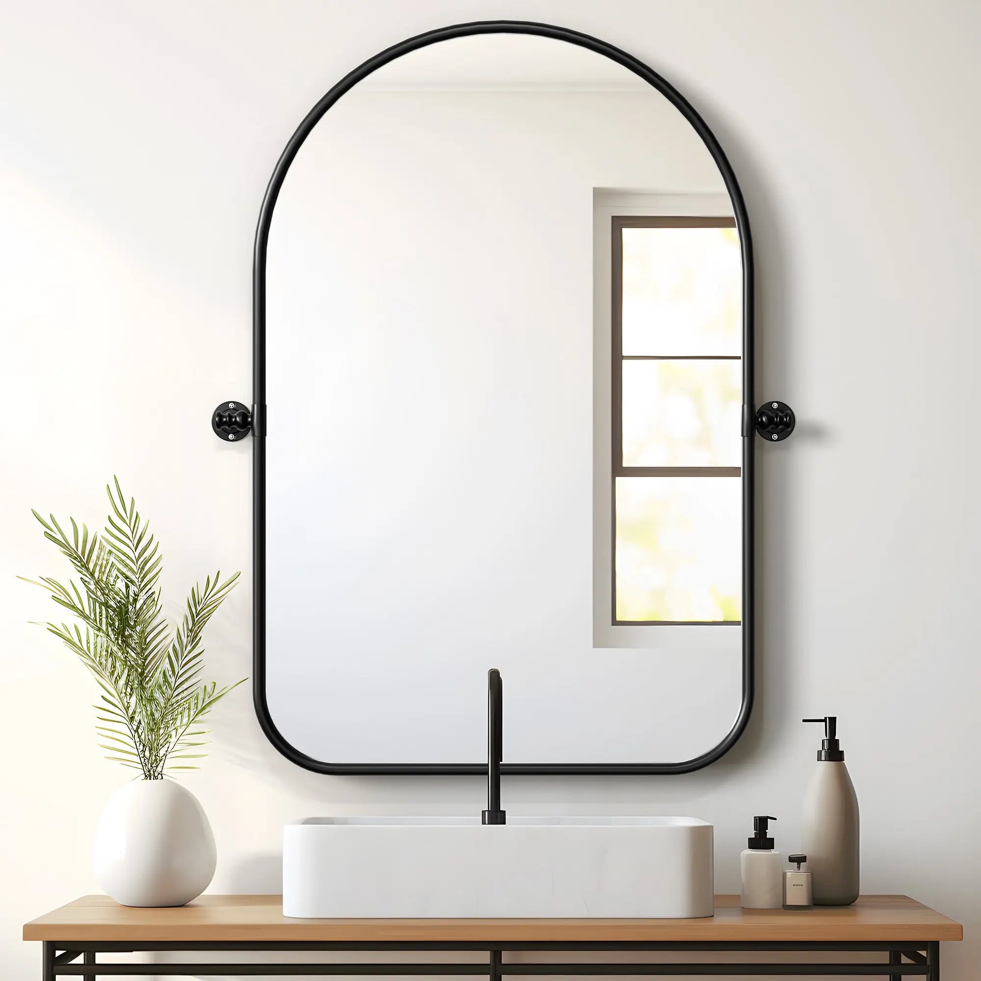 36" Black Metal Arch Framed Accent Mirror Homeroots Bed & Bath