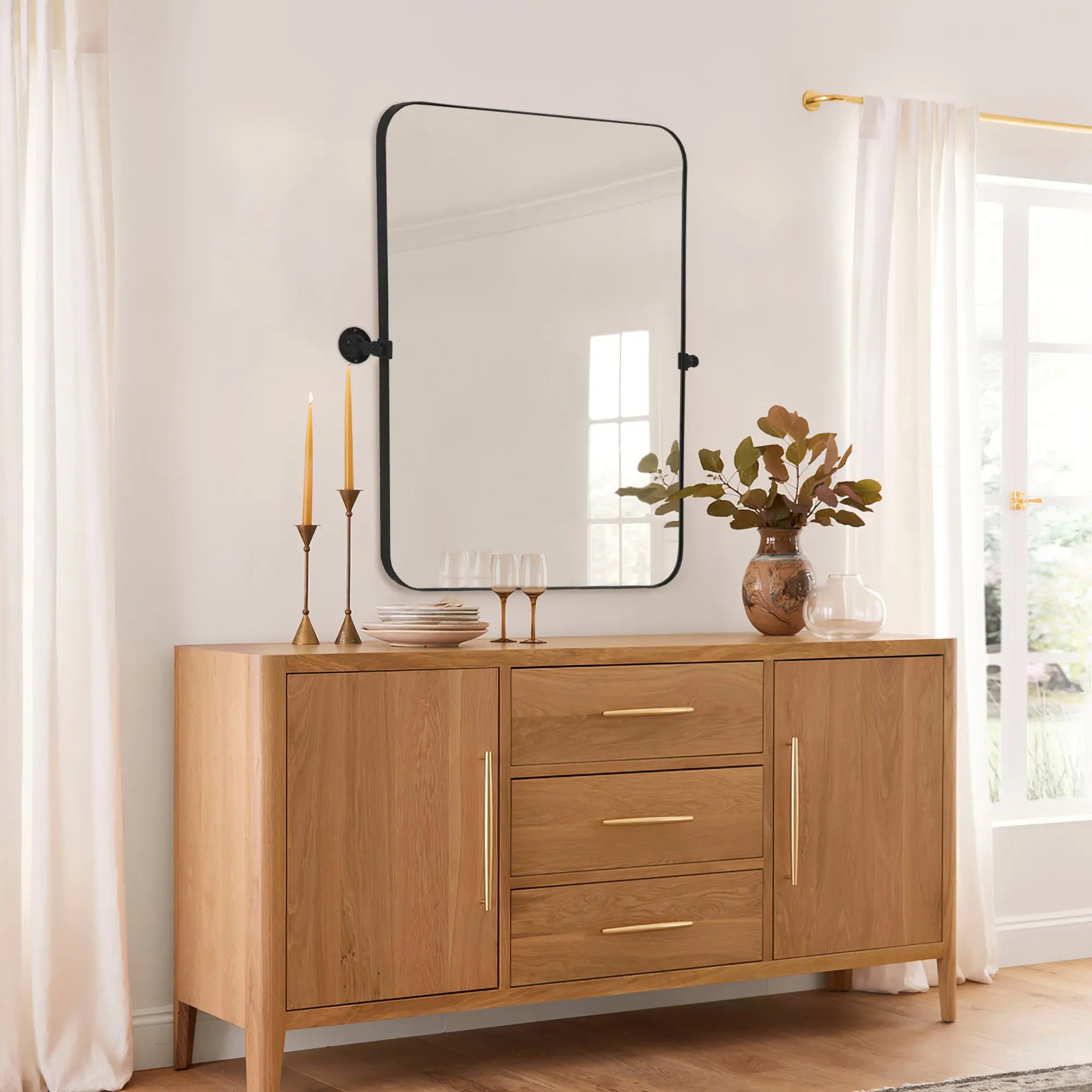 36" Black Metal Tilting Framed Accent Mirror Homeroots Bed & Bath